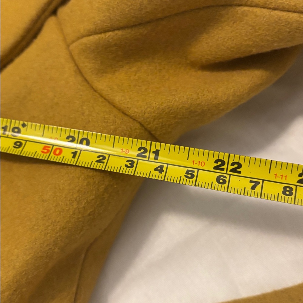 VTG Kenar Mustard cropped Trench Coat felt crossover wool blend SZ L belted - Picture 9 of 15